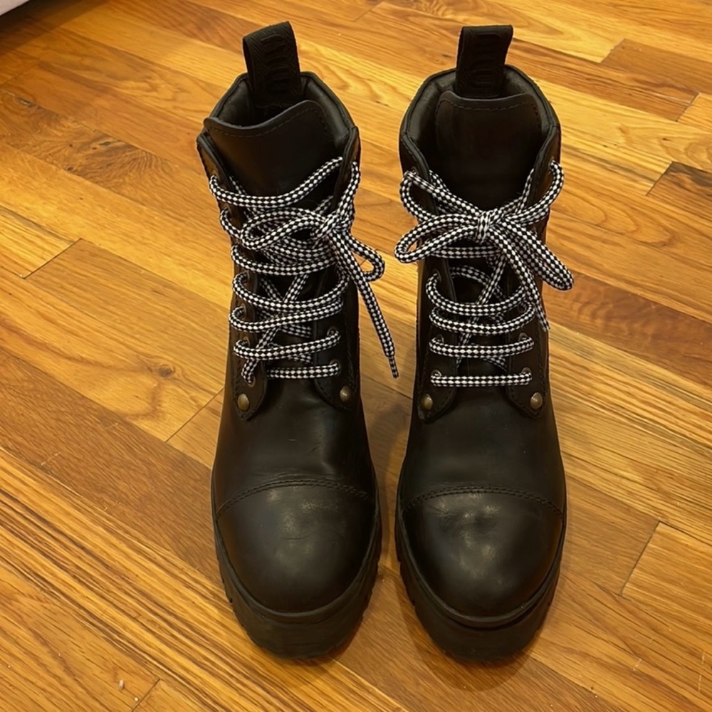Miu Miu black Leather Combat Boots